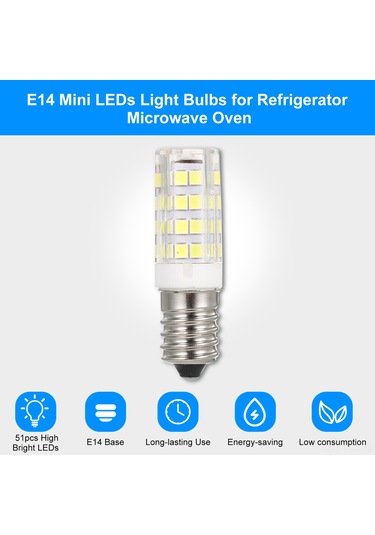 Hfambition E14 5w 6000k Beyaz Işık Led Ampulü - 360 Aydınlatma, Enerji Tasarruflu, Mikrodalga, Buzdolabı, Fırın Uyumlu
