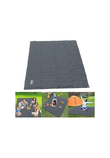 Vkemall Gri 210x200cm 3000mm Su Geçirmez Oxford Bezi Kamp Yatakları, Piknik Matları, Çadır Altlığı - 3 Katlı Dayanıklı, Hafif Ve Çabuk Katlanabilir Gri