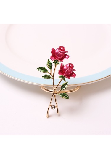 Reedark Romantik Gül Desenli Metal Peçete Halkası - Şık Ve Dayanıklı Pembe