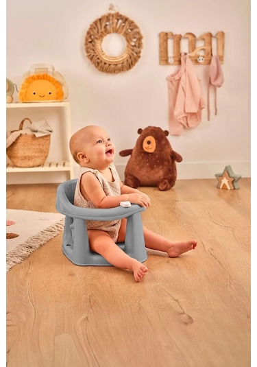 Bebek Banyo Oturağı - Vakum Tabanlı Bebek Mama Oturağı Gri