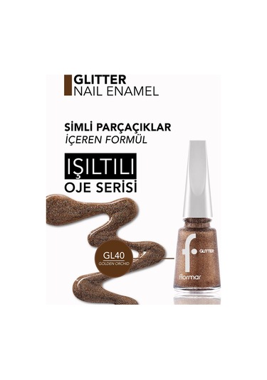 Flormar Glitter Yarı Transparan Parlak Bitişli Simli Oje GL40