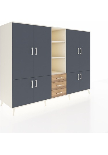 Kronos Dolap 11 Raflı 3 Çekmeceli 8 Kapaklı 220x59x163 Aytaşı-ant Aytaşı-antrasit/çam
