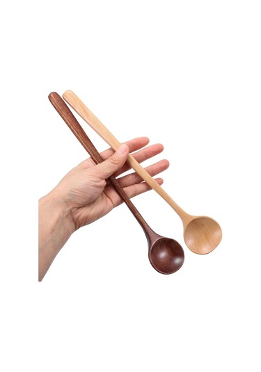 Ev Doğal Masif Ahşap Uzun Saplı Yulaf Lapası Tahta Kaşık Çorba Kepçeleri Çay Kaşıkları Sofra Takımı Diğer