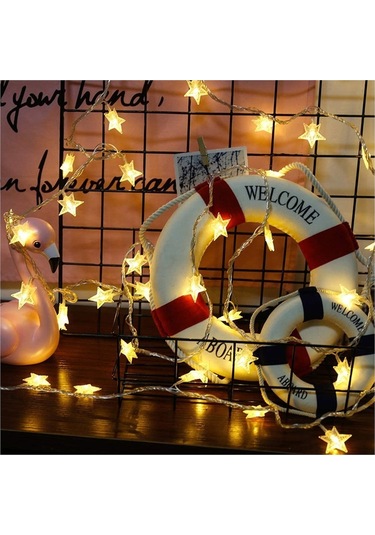 Mobgift 3 Metre Sarı Işık Yıldız Led Dize Dekoratif Aydınlatma Pi Sarı