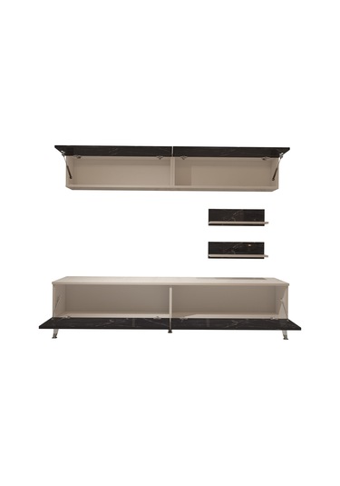 Decoraktiv Eko 5 Mdf Std Silver Tv Ünitesi Tv Sehpası Beyaz - Siyah Mermer