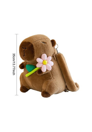 Youtek Küçükler İçin Yumuşak Kapybara Plüsyaj Sırt Çantası - Pembe Çiçekli 35cm, Taşıma + Oyun Fonksiyonu