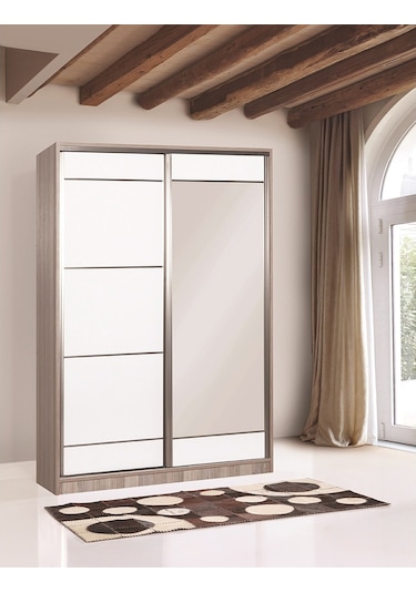 Doğandekorasyon Bora 120 Cm Sürgülü Dolap Gardırop Vestiyer Portmanto