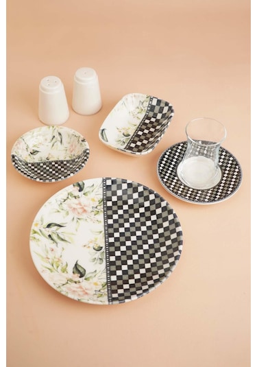 Neva N3205 Güldünya 26 Prç Kahvaltı Takımı Siyah