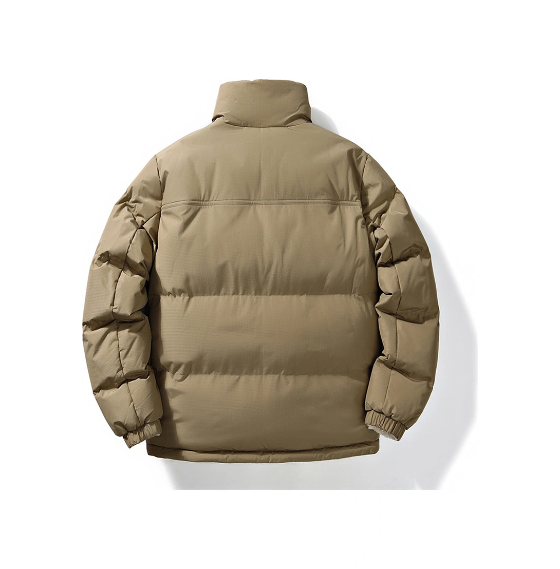 Çift Taraflı Düz Renk Dik Yaka Artı Kadife Kalın Sıcak Erkek Pamuklu Ceket Mor