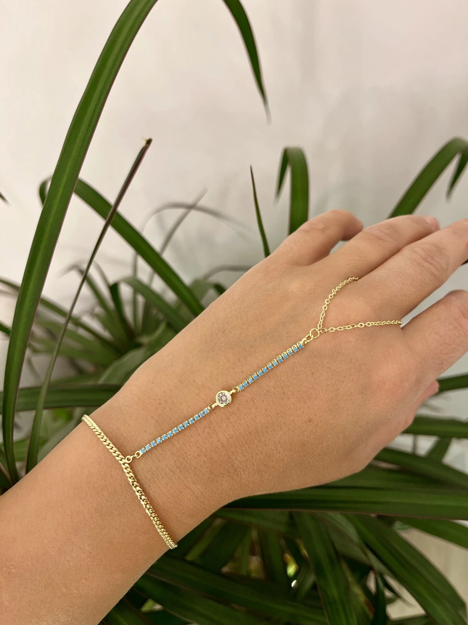 Altın Renkli Mavi Taş Dizilim Şahmeran Çok Renkli