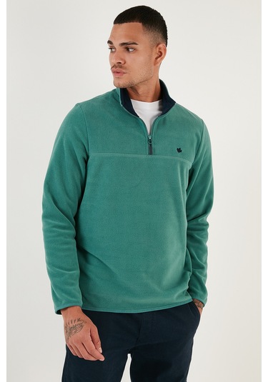 Buratti Slim Fit Anti-Pilling Tüylenme Yapmayan Bato Yaka Şardonlu 2'Li Paket Erkek Polar 5906001S2 Benetton-Siyah