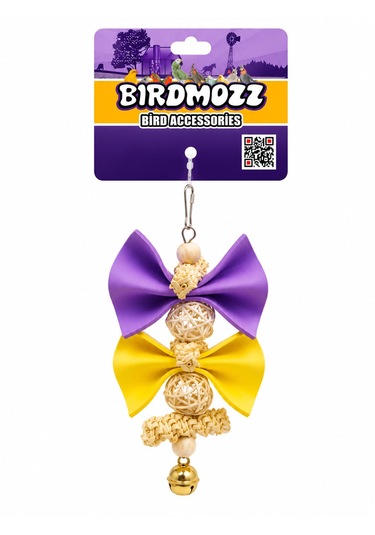 Birdmozz Premium Hasır Çubuklu Fiyonklu Kuş Oyuncağı
