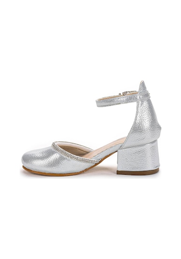 Kiko Kids 771 Taşlı Kız Çocuk 5 Cm Topuklu Sandalet Ayakkabı Gümüş 001