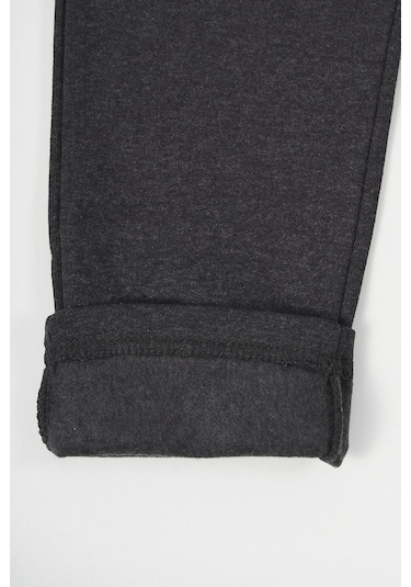 Siyah-antrasit Kalın Pamuklu Beli Lastikli Yan Cepli 2'li Erkek Çocuk Eşofman Altı 001