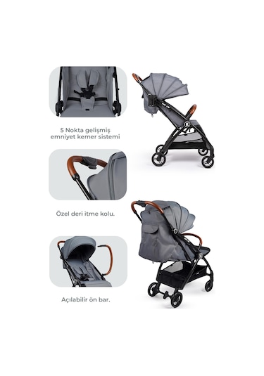 Kanz Xflop Autofold Kabin Boy Bebek Arabası Dark Grey