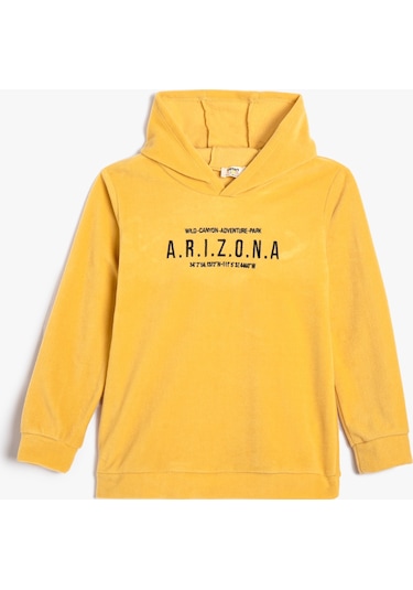 Koton Kapşonlu Sweatshirt California Baskılı Şardonlu Hardal 4wkb10041tk 4WKB10041TK192 Hardal