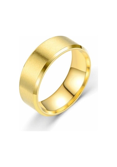 Altın Titanyum Çelik Mat Yüzük Melanin, Paslanmaz Çelik Erkek Fırçalanmış Yüzük Yüzük 11-8mm Altın