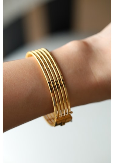 Yenigün Kuyumculuk 14 Ayar Altın 5 Li Ajda Bilezik Modeli Kelepçe Klp15937 Sarı Altın