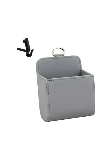 Goldenqian 1 Adet Araba Saklama Çantası Süspansiyon Depolama Kuzu Derisi Doku Kutusu Hava Firar Saklama Çantası Cep Telefonu Tutucu Grey Grey