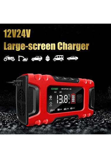 Ranyeek 7 Aşamalı Otomatik Akü Şarj Cihazı - Motosiklet & Araç Aküleri İçin, Sarı, Abd Şarjlı, Tk-600 Modeli