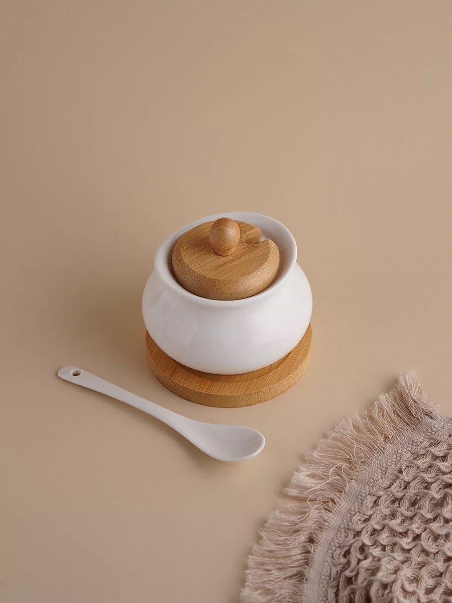 Dolana Kapaklı Ve Kaşıklı Porselen Şekerlik 170 Ml 34728602 Beyaz