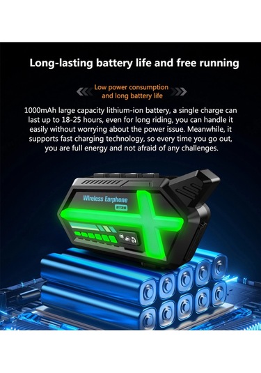 Bfs Bt26 Motosiklet Kask Kulaklık Bluetooth Rgb Işıklı 2 Eşleşme Özellikli 1000 Mah Intercom