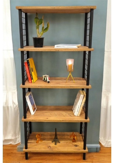 Kitap Yuvası 5 Raflı Geniş Kitaplık Ayakkabılık Banyo Düzenleyici Klasörlük Dekoratif Mutfak Rafı Çam