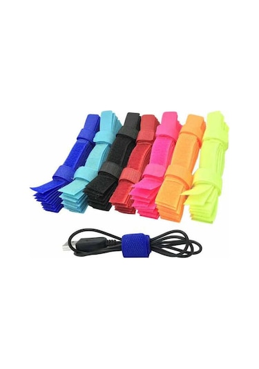 7 Adet Renkli Kablo Düzenleyici Toplayıcı Cırt Yapışkanlı CIRT