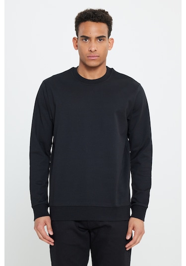 AC&Co / Altınyıldız Classics Erkek Siyah 2'li Paket Pamuklu Standart Fit Normal Kesim Bisiklet Yaka Sweatshirt Siyah