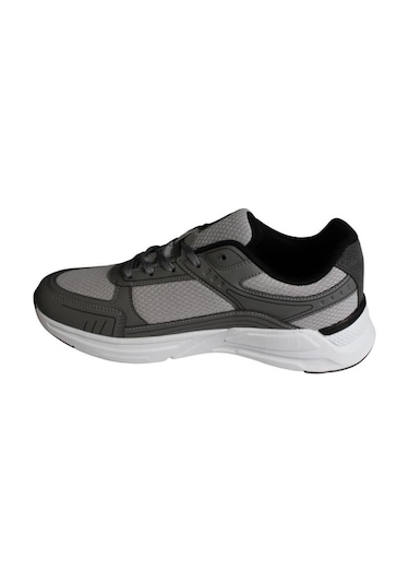 Jump Erkek Gri Siyah Kalın Taban Fileli Memory İç Taban Sneaker Spor Ayakkabı Gri