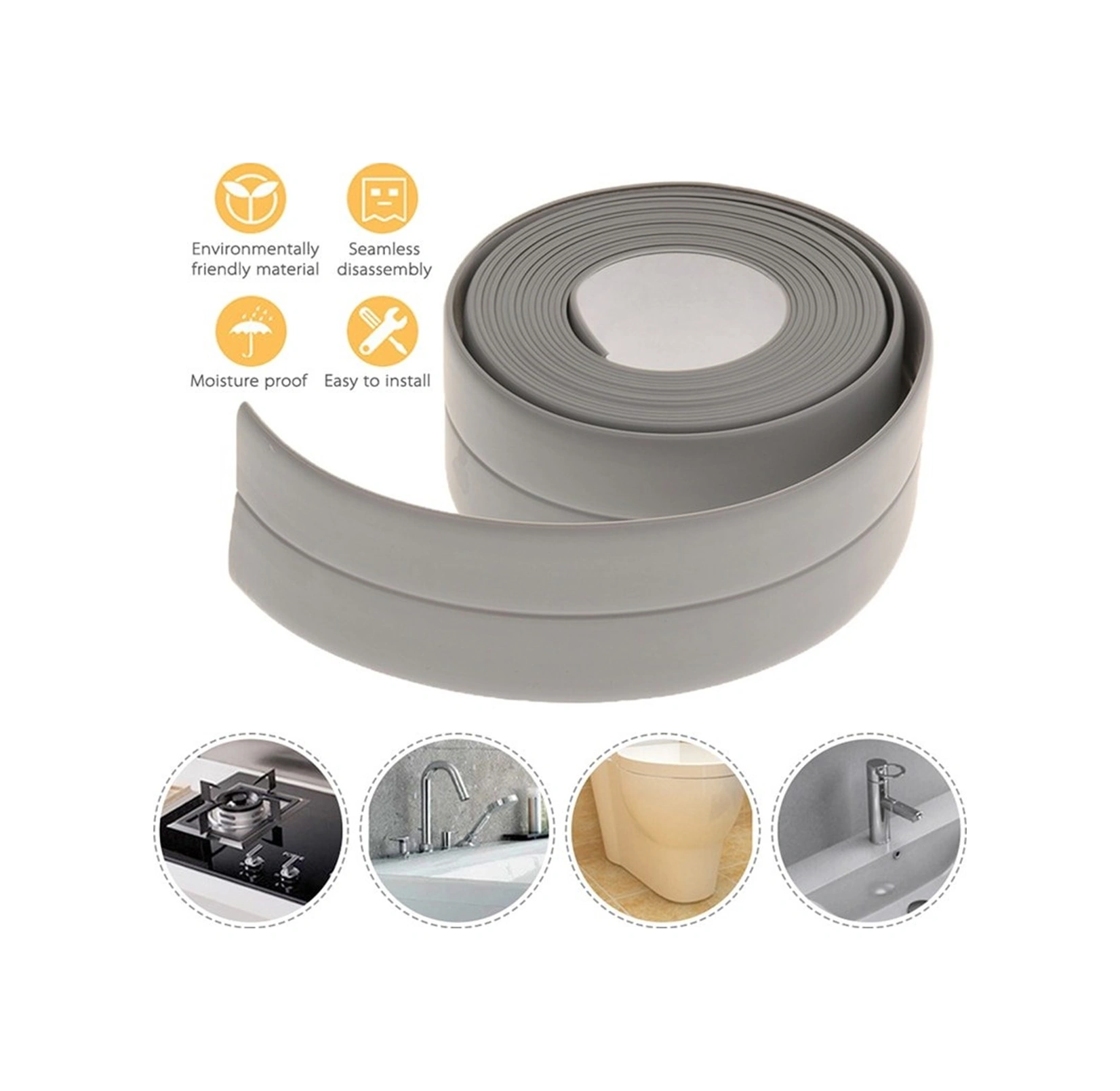 Gri Su Sızdırmaz Banyo Mutfak Lavabo Küvet İzolasyon Şerit Bant 4741