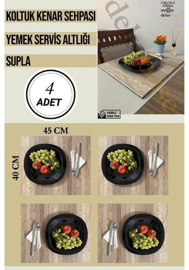 Atlantik Çam 4 Adet Çok Amaçlı Koltuk Kenar Sehpası, Supla, Yemek Servis Altlığı Atlantik Çam