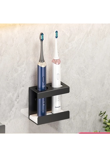 Liangmei Alüminyum Duvara Monte Elektrikli Diş Fırçası Tutucu 2 Adet Beyaz Gri