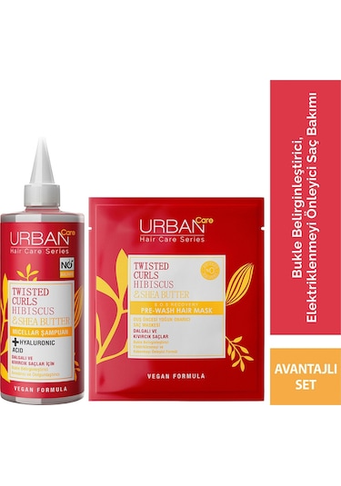 Urban Care Hibiscus Shea Butter Kıvırcık ve Dalgalı Saçlara Özel Şampuan 340 ML + Saç Bakım Maskesi 50 ML