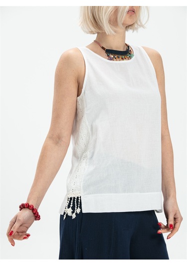 Kolsuz Poplin Zeyno Bluz Beyaz Byz Beyaz