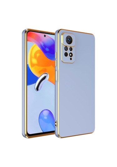 Forzacase Xiaomi Redmi Note 12 Pro 4g Uyumlu Luxury Serisi Altın Çerçeveli Silikon Kılıf Mavi
