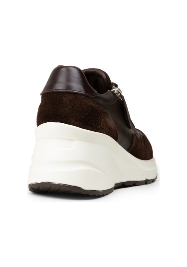 Deery Kadın Hakiki Süet Kahverengi Dolgu Topuk Sneaker - M9147zkhvc02