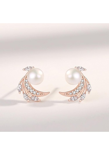 Tancise 925 Ayar Gümüş Sentetik İnci Zirkon Küpe Damla Küpe Kadınlar İçin Düğün Parti Hediyeler Rose Gold