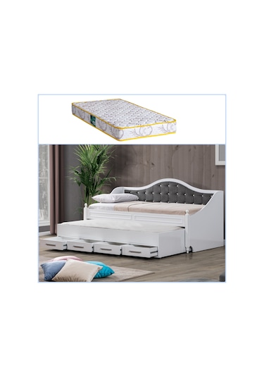 Yavrulu Yatak, Eymen Antrasit Gri Yavrulu Karyola+1 Comfort Yatak