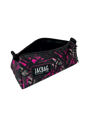 Jacbag Pembe Geometrik Kız Çocuk Tek Bölmeli Üçgen Okul ve Ofis Kalem Kutusu Çok Renkli