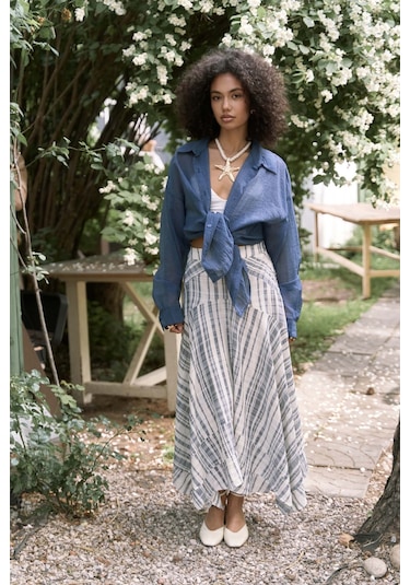 Mai Collection Mai Studios Co. Syaritta Oversize İndigo Transparan Gömlek İndigo