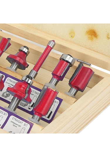 12 Parça Freze Uç Takımı Ahşap Oyma Ağaç Delme Özel Ahşap Çantalı Set 6 Mm