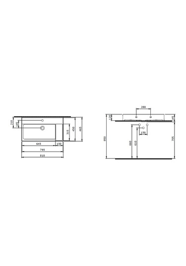 Bocchi Milano 1537-001-0126 Sağdan Etajerli Lavabo Parlak Beyaz 80 CM