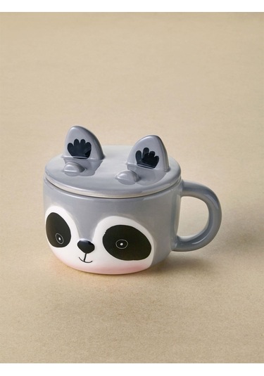 Rakun Kapaklı Kupa 330 Ml Gri