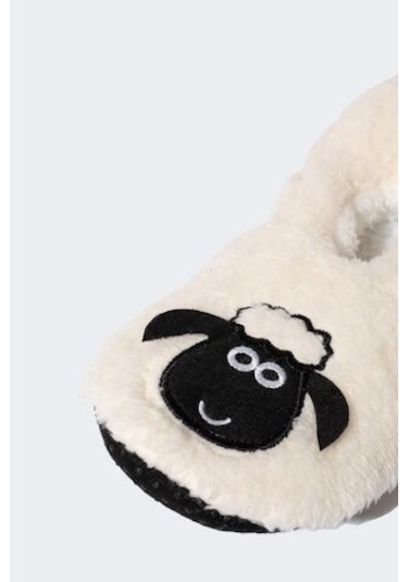 Defacto Kadın Kuzu Temalı Pelüş Ev Patiği V8033AZ24AUER2 Ekru