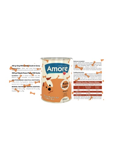 Amore Kuzu Parça Etli Yetişkin Köpek Konserve Maması 4 x 400 G