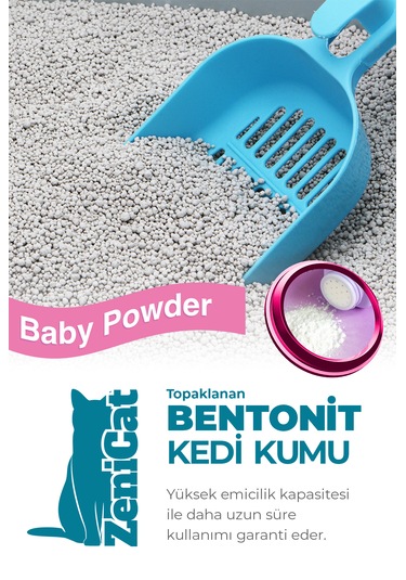 Zenicat Bebek Pudrası Kokulu Renkli Kedi Kumu İnce Taneli Bentonit 8 L