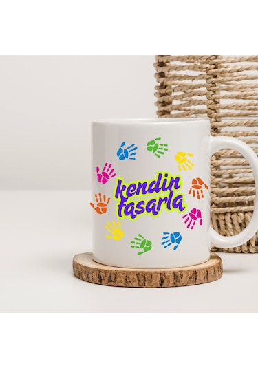 Kişiye Özel Baskılı Kupa Bardak Kendin Tasarla Beyaz