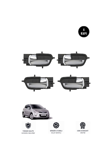 Hyundaı İ20 2009-2014 Arası Uyumlu Sağ -sol İç Açma Kapı Kolu Takımı 4'lü Set