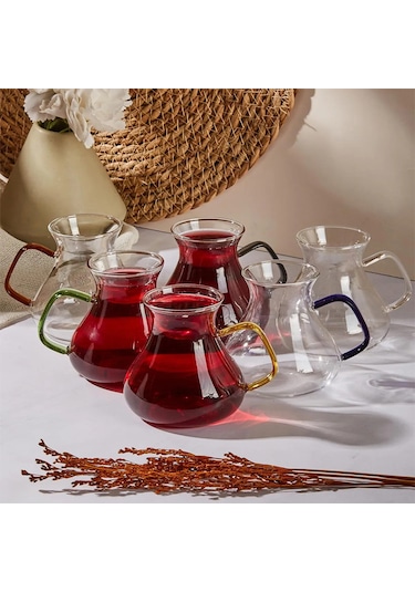 Perotti 16013 Ehl-i Keyf Renkli 6'lı Borosilikat Çay Bardağı Set Renkli